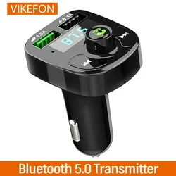 LED MP3 Car Bluetooth FM Audio Receiver Hands-Free Bluetooth 5.0 Transmitter 2.1A 3.1A QC3.0 PD Type C Dual USB Car kit Charger