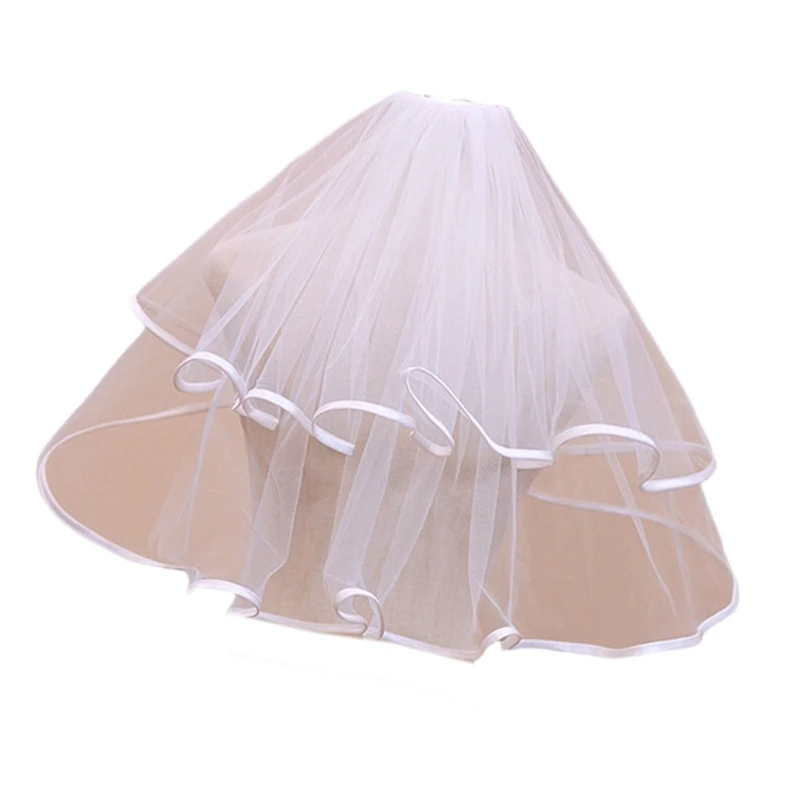 Bride Veil Stylish Wedding Veil Ruffled Head Covering Wedding Hair Covering White Wedding Veil Headscarf Short Veil