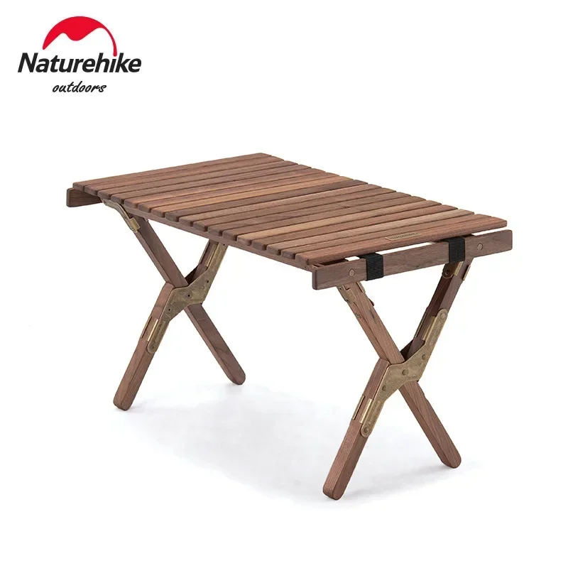 Naturehike-Outdoor Folding Egg Roll Table, Solid Wood, Camping, Picnic, Removable Table, NH21J001