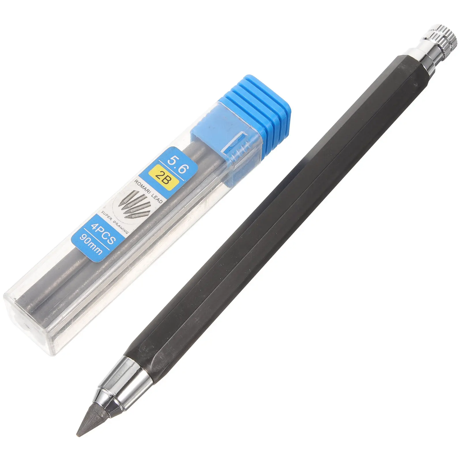 

Автоматические металлические карандаши 5-6 мм для рисования и письма, с грифелем 2B, черные, для студентов-художников, канцелярские товары, подарок