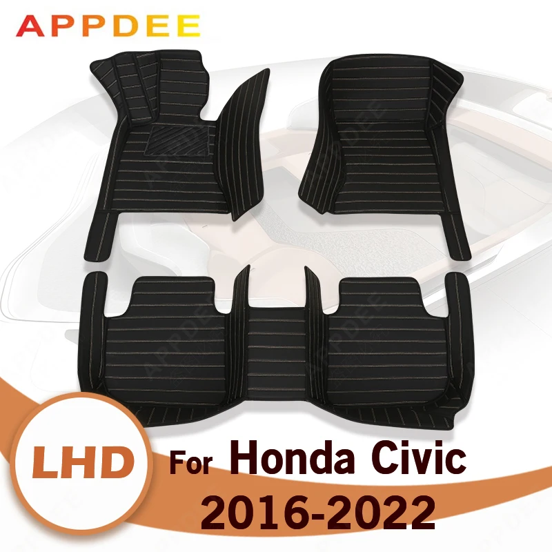 Car Floor Mats For Honda Civic 2016 2017 2018 2019 2020 2021 2022 Custom Foot Pads Automobile Carpet Cover interior accessories