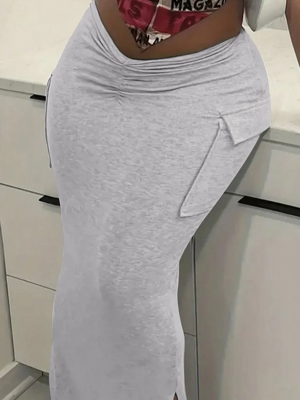 Feminino novo casual vintage v cintura elástica macia sereia bainha saia hottie roupas de uso diário