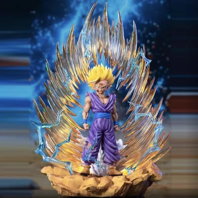 36cm Dragon Ball Action Figure Super Saiyan 2 Gohan Replaceable Head and Body Model with Light Desktop Decoration Dolls Toy Gift