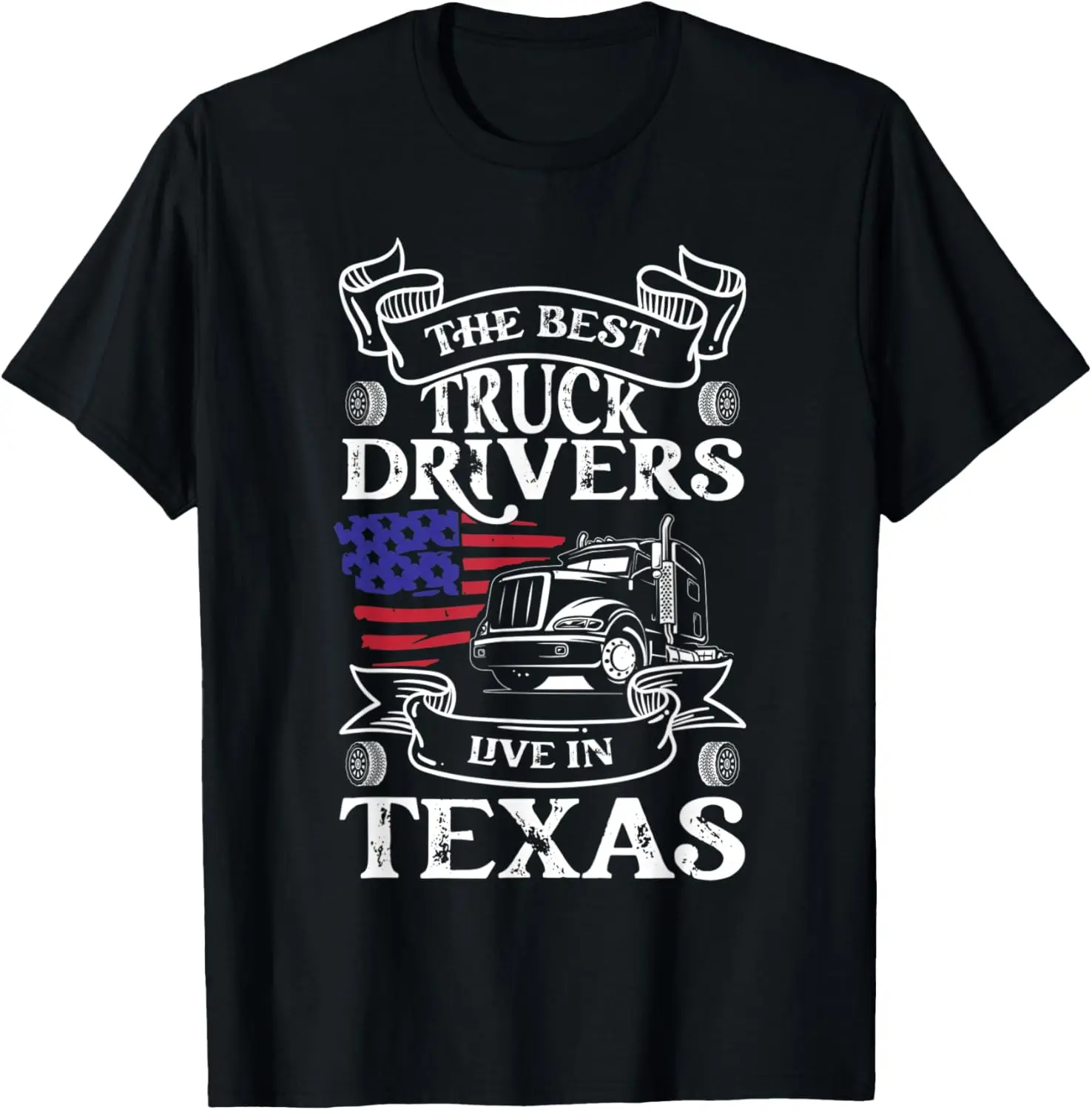 

Винтажная футболка The Best Truck Drivers Live In Texas Trucker