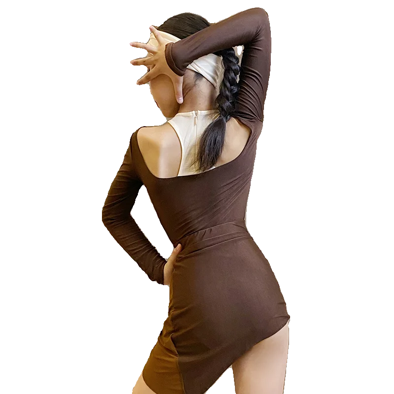 Jupe de danse latine personnalisée, tenue d'entraînement pour filles, Costumes de spectacle, ensemble de costumes, robes de concours de danse de salle de bal pour femmes