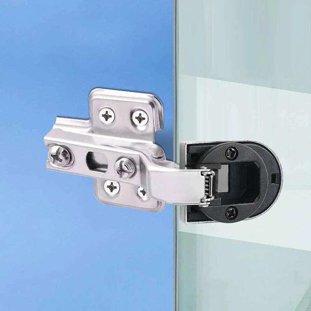 2PCS Useful Interior Connector No Hole Glass Door Hinge Cabinet  Hinge Clip Window Accessories Furniture Supplies