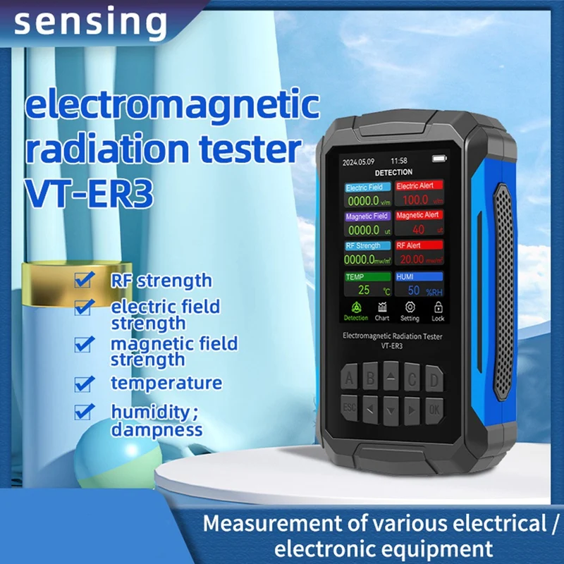 VT-ER3 5-In-1 Electromagnetic Radiation Detector-RF&Electric Field Testing With Temperature & Humidity Measurement