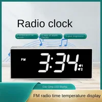 New radio clock LED multi-function electronic clock bedside temperature and humidity meter table clock student alarm clock