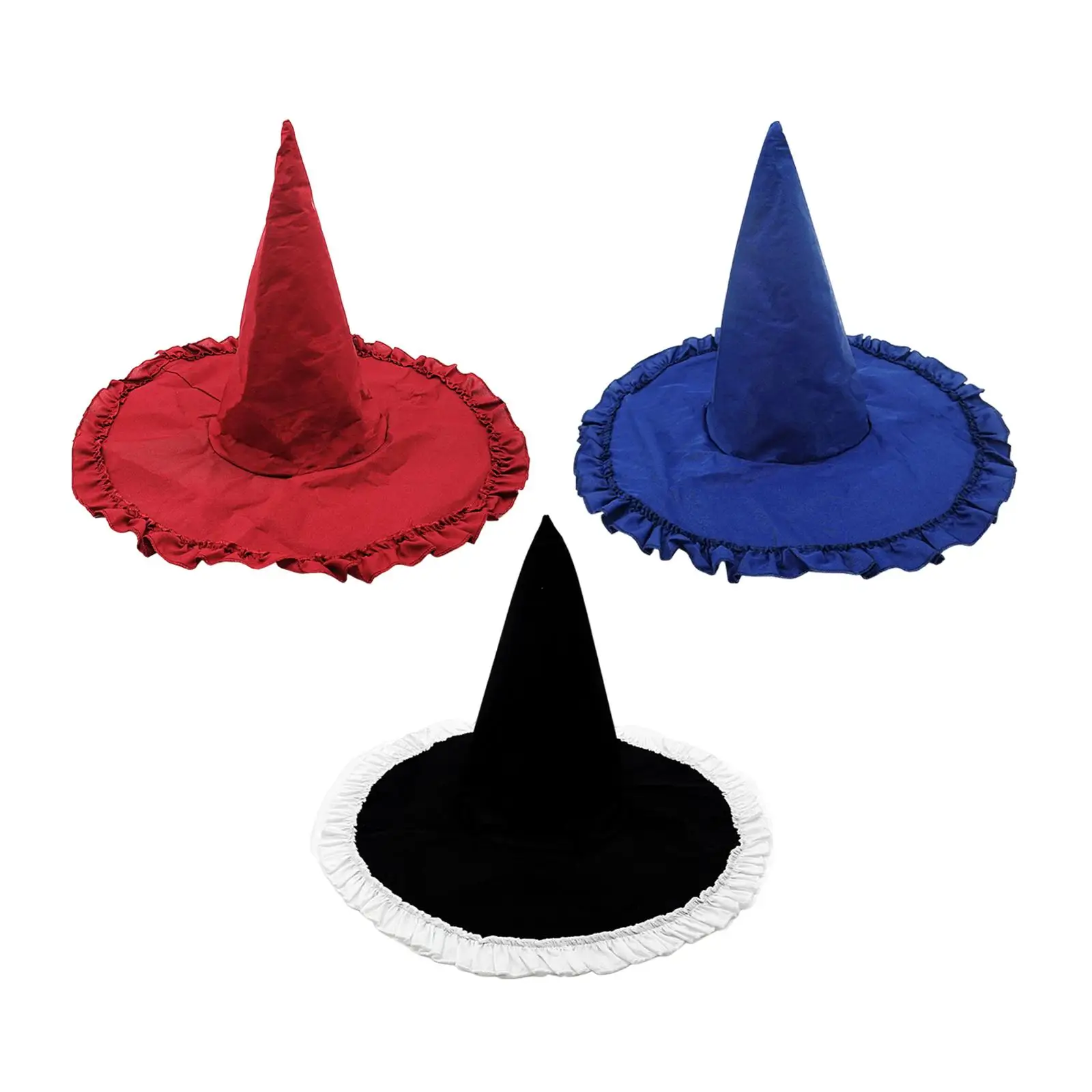 

Witch Pointed Top Wizard Wide Brim Headgear Ribbon Sorceress Hat for Halloween