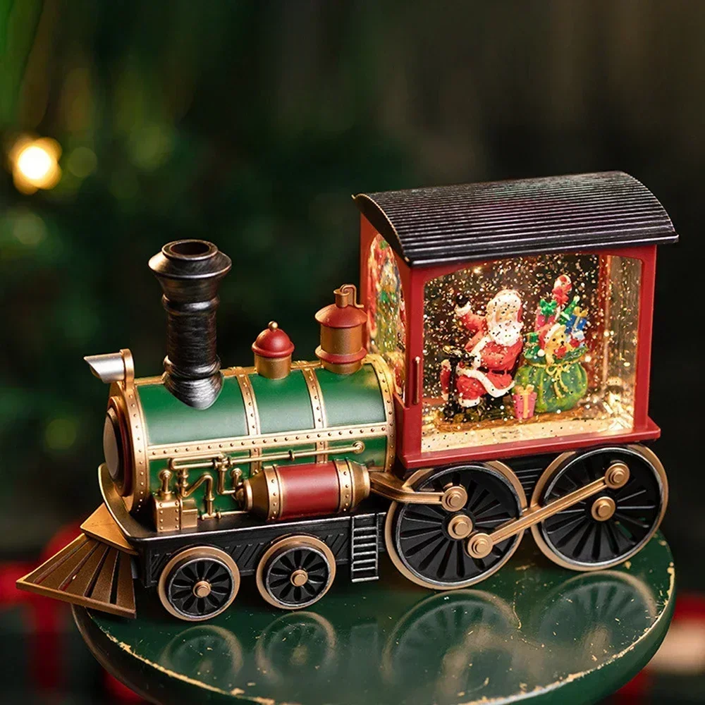 Christmas Train Crystal Ball, Santa Claus Snowman Christmas Gift, Christmas Decoration Lighting Train Box CrystalBall Ornaments