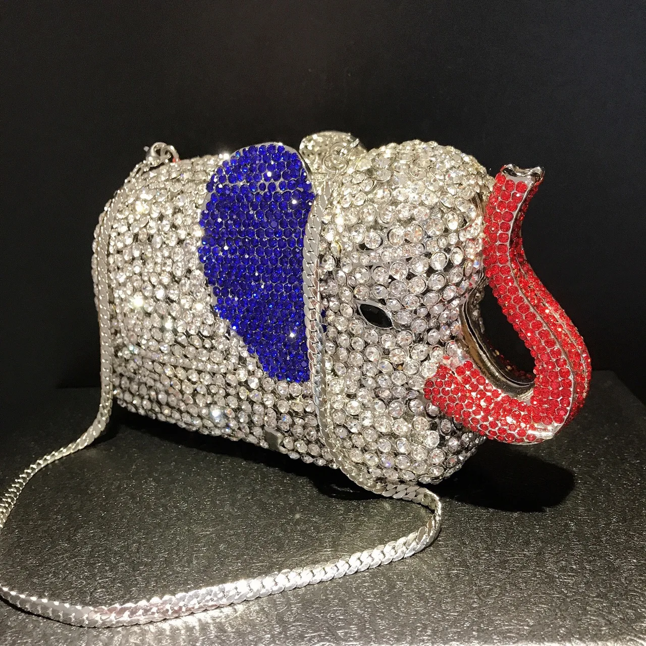 18x10CM New Elephant Diamond Dinner Bag Animal 3D Bag Banquet full-diamonded Clutch Bag Clutch   A7675