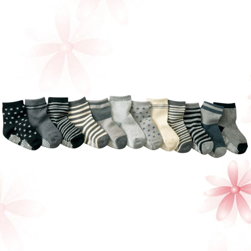 

12 пар детских носков, высококачественные хлопковые нескользящие носки для маленьких мальчиков, впитывающие пот, дезодорирующие дышащие чулки для