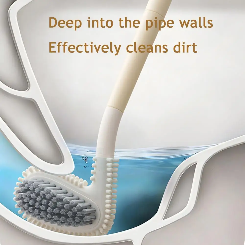 

Toilet Brush with Long Handle Extended Handle Toilet Brush Cleaner Double-sided Curved Bristle Scrubber Waterproof Wall-mounted