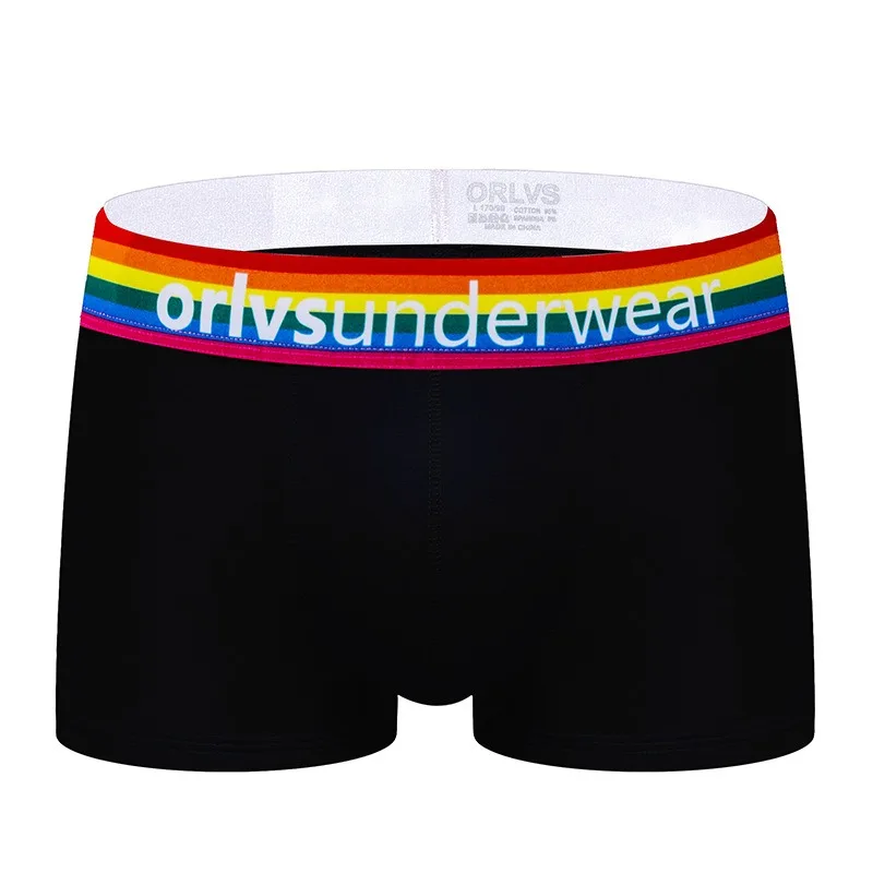 Simple ORLVS new rainbow color men's underwear low waist, boxers cotton comfortable breathable pants OR507