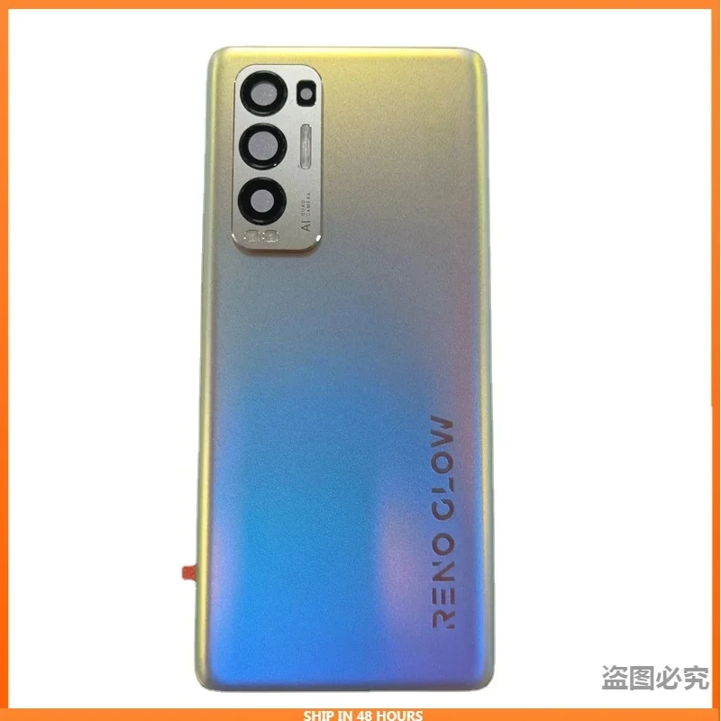 For Oppo Reno 5 Pro Plus 5G Battery Cover Back Glass Panel Rear Housing Door Case With Camera Frame Lens Repair Parts