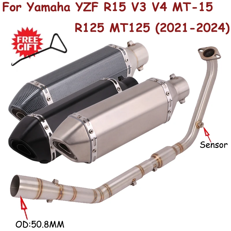 Para Yamaha YZF R15 R125 V3 V4 YZF-R15 MT-15 2020 - 2024 Sistema de Escape para Motocicleta, Tubo de Conexión Delantero y Central, Silenciador DB Killer