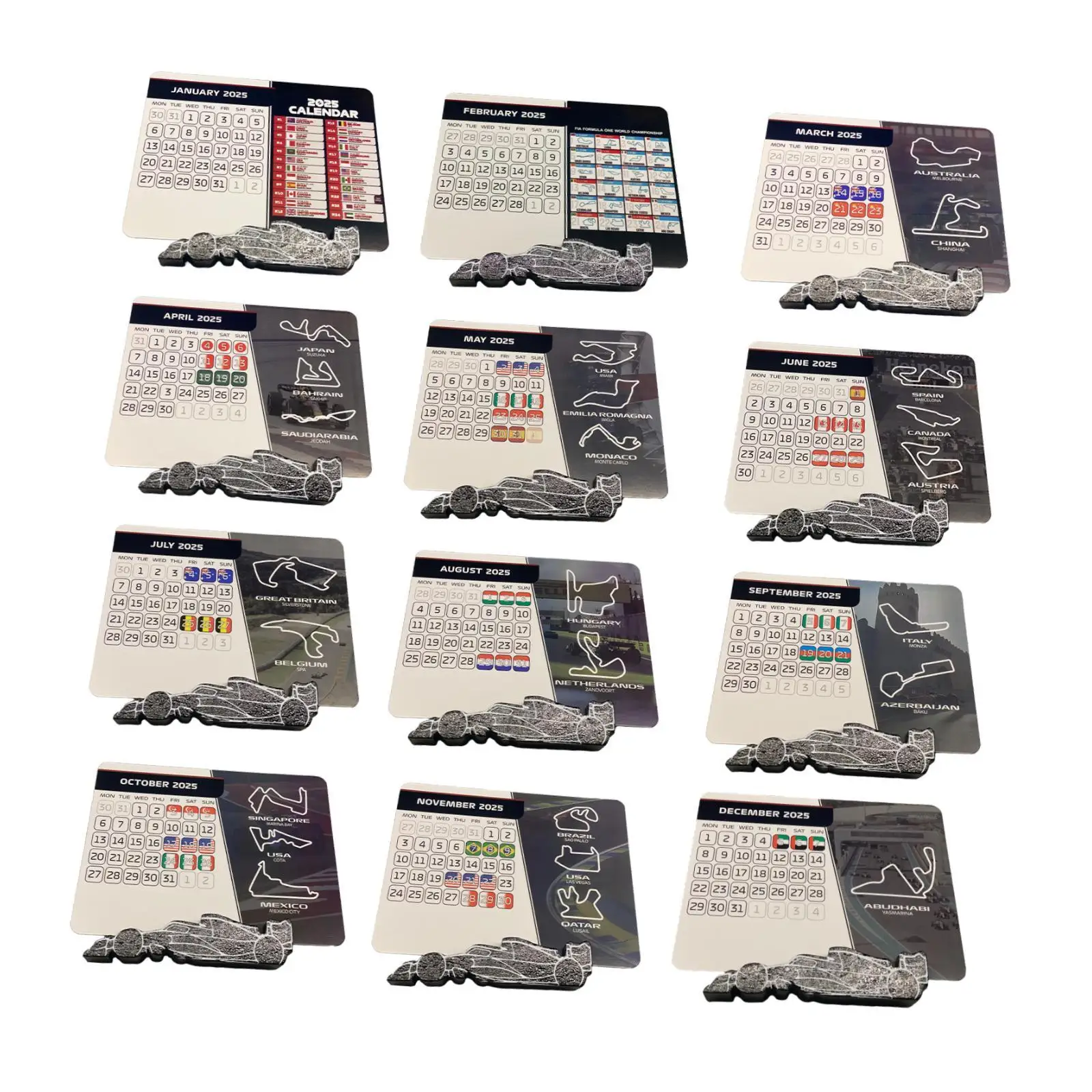 Desk Calendar Motorsport Fans Gift F1 2025 Calendar for Shelf Cabinet Home