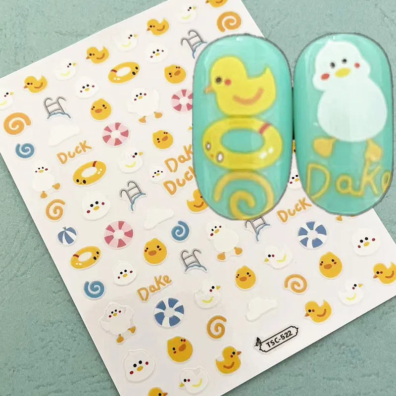 1 PC Children Eggs Chick Duck 3D Self Adhesive Decal Stamping Back Glue DIY Decoration Accessory Nail Sticker TSC 522