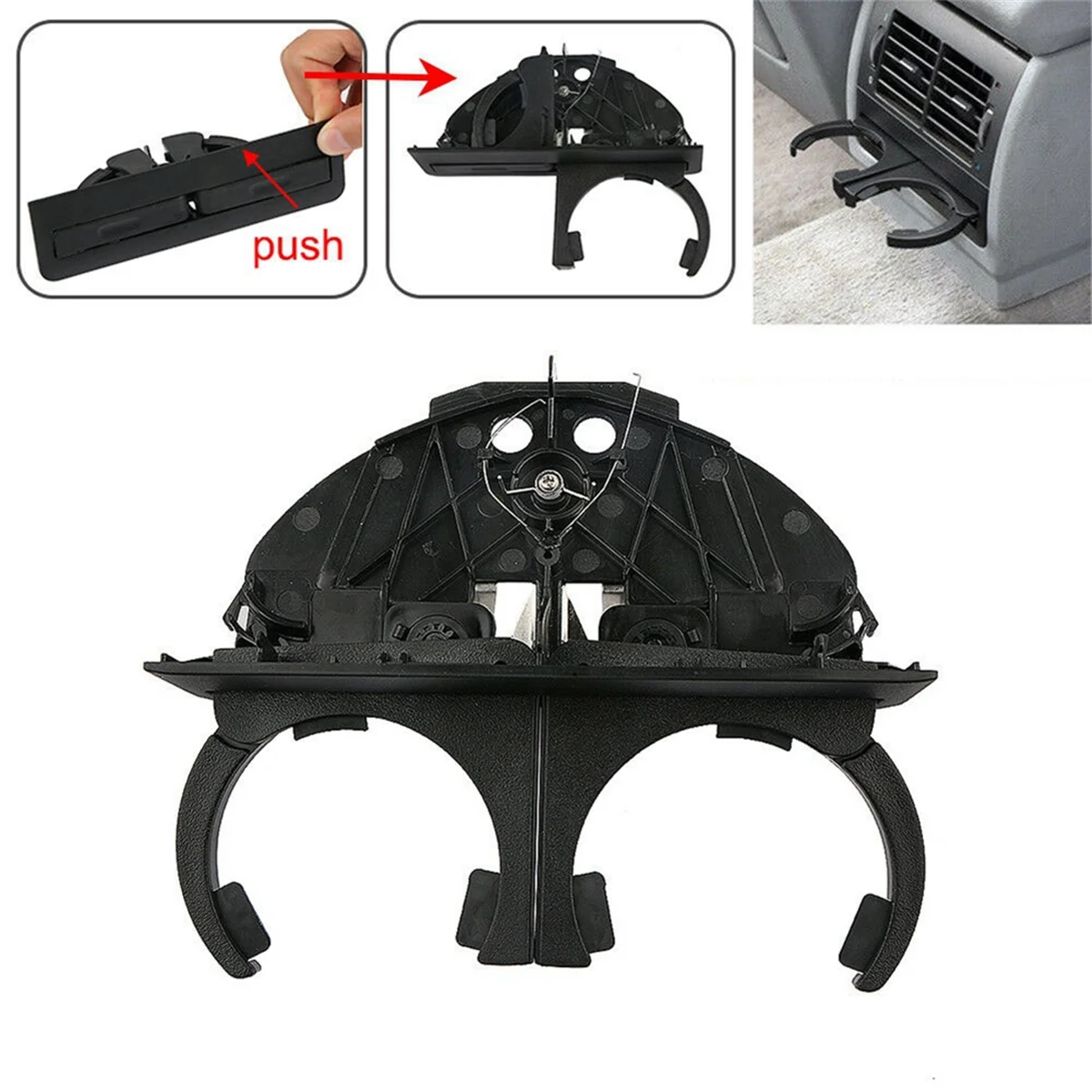 Car LHD Front + Rear Retractable Cup Holder Water Cup Holder for BMW E39 525I 525I 1996-2003 51168190205 51168184520