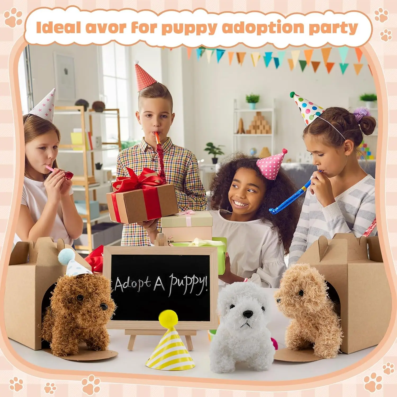 8-48Set Mini Plush Puppy Stuffed Dogs Adopt A Pet Dog Set with Paper Boxes Animals Bulk for Birthday Animal Theme Party Favors