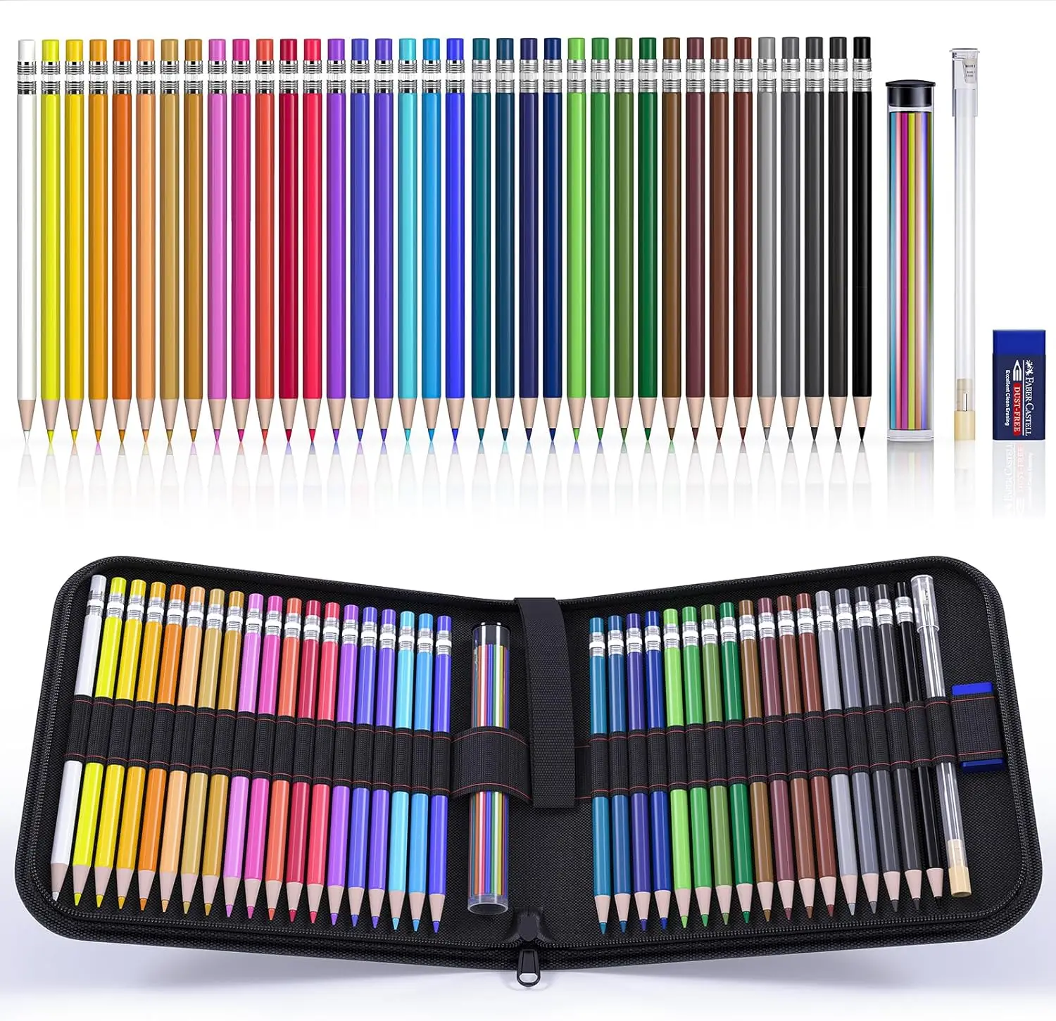 

36-Pack Erasable Colored Mechanical Pencils with Sharpener, Bag, and Refills for Drawing and Drafting
