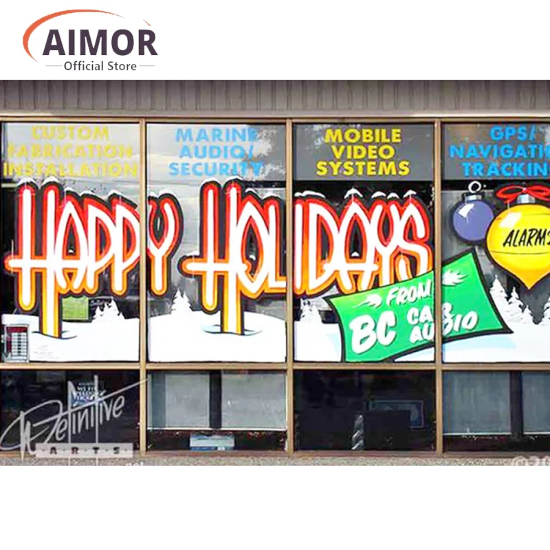 AIMOR Customized glass advertising image printing logo window film one-way perspective privacy film sticker nail art
