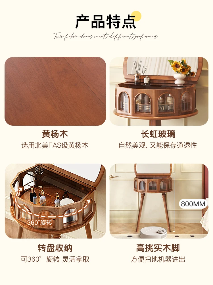 Small Apartment Flip Dresser Retro Bedroom Small Semicircle Corner Makeup Table