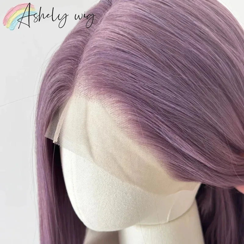 الأرجواني شعر مستعار للنساء 13x4 الدانتيل شعر مستعار أمامي طويل مستقيم 26 بوصة خصلات الشعر المستعار شعري طبيعي ألياف مقاومة للحرارة شعر مستعار اصطناعي