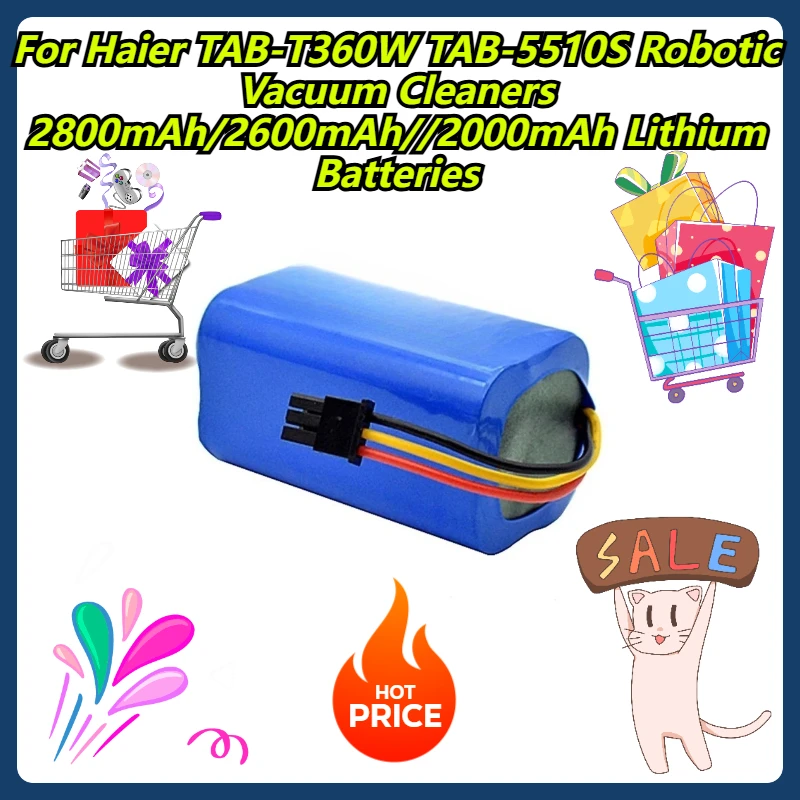 

For Haier TAB-T360W TAB-5510S Robotic Vacuum Cleaners 2800mAh/2600mAh//2000mAh Lithium Batteries