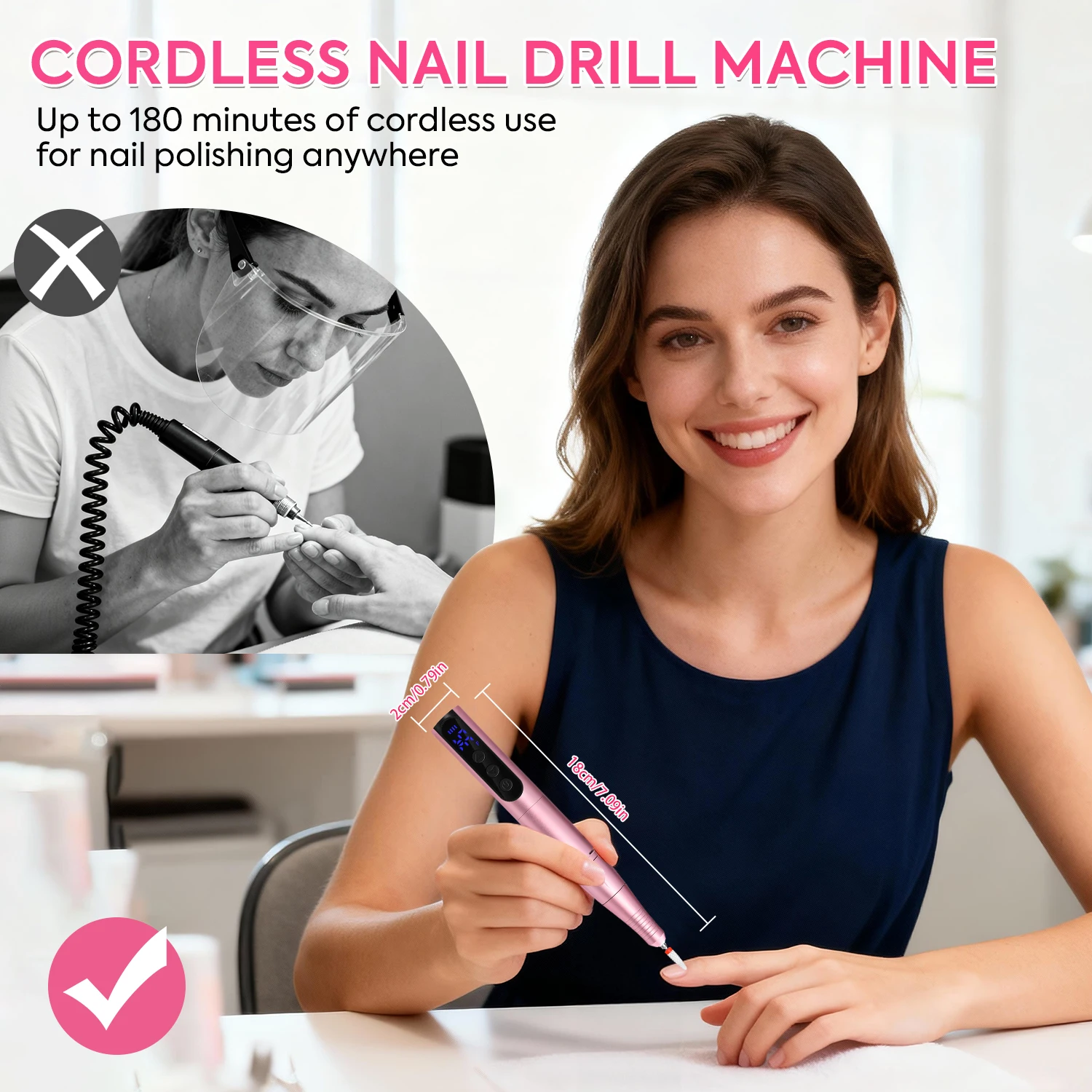 35000rpm caneta de broca de unhas sem fio usb lixa de unhas caneta de polimento recarregável máquina de broca de manicure portátil para casa