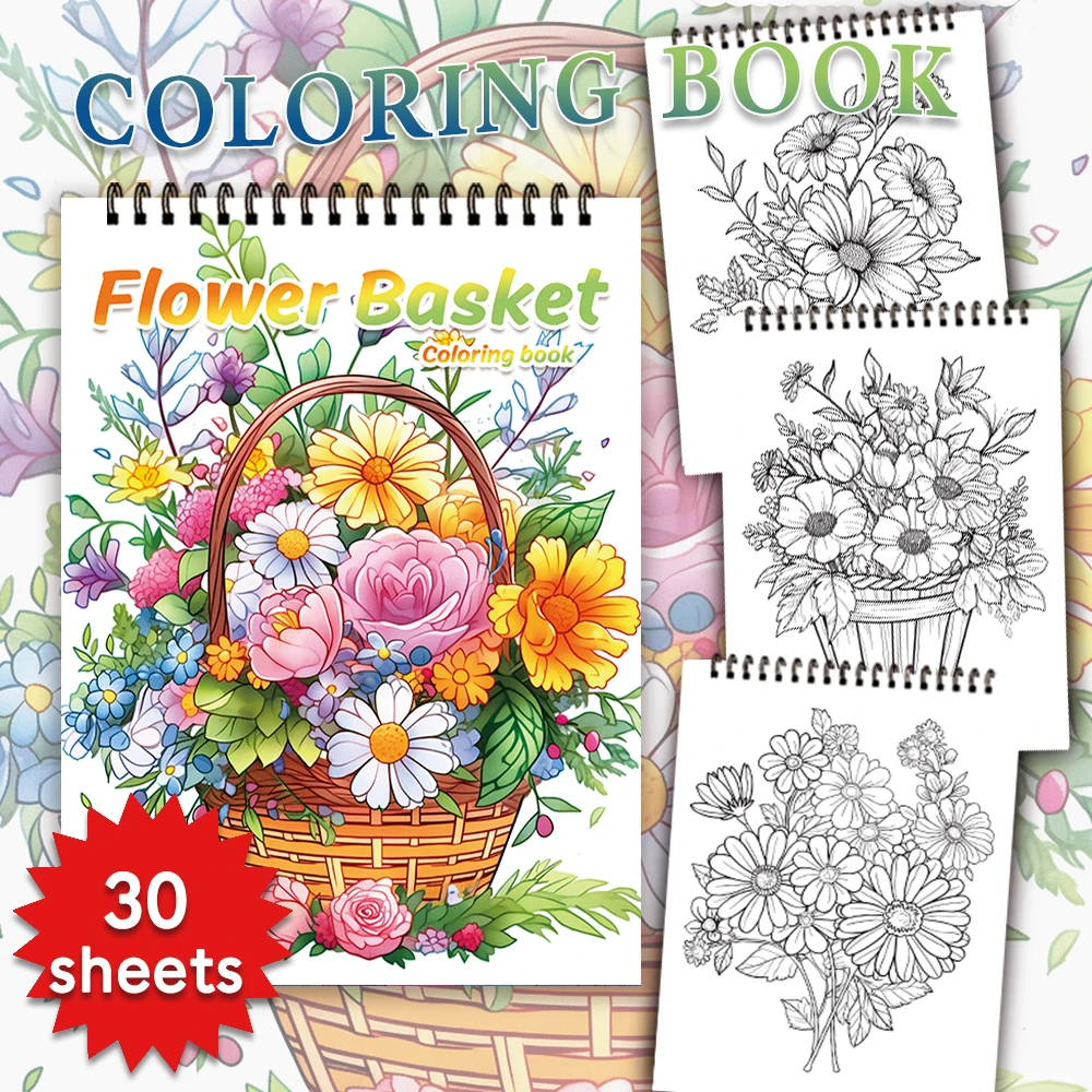 Adult coloring book - 30 Sheets Women\'s spiral coloring book, 11.2x 8.3 inches, drawing book, birthday gift, holiday party gift