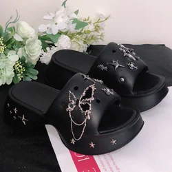 Women Summer Slippers EVA Clogs Sandals Four Pointed Star Decoration Garden Shoes Non-Slip Slides Thick Bottom Casual Shoe 35-40