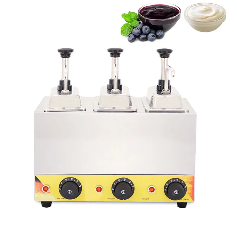 

Sauce Warmer Chocolate Warming Machine Stainless Steel Electric Soy Jam Heater Filling Machine 3 Bottles 220V