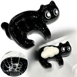 Cute Cat Drain Soap Holder Container Smooth Ceramic Toilet Soap Dish Case Tray Bathroom Accessories Washroom Tools Home Decor