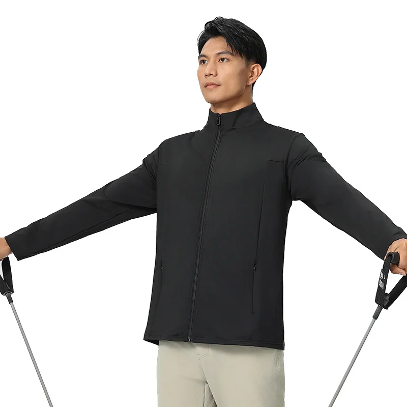 

Faionable Busin Men's Jaet Autumn Casual Pure Color Stand Collar Slim Fit Outerwear Spring Autumn Men's Sle