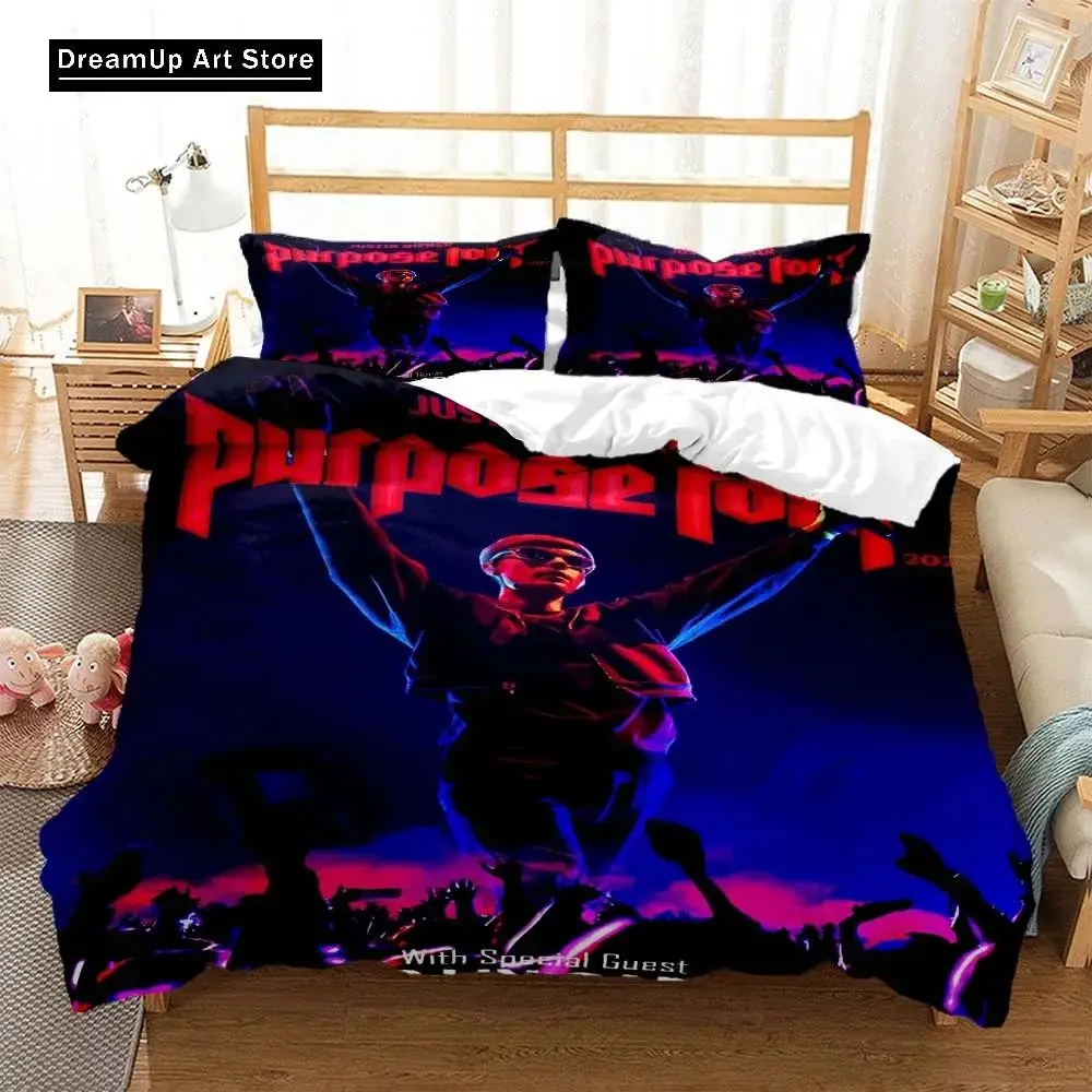 Ensemble de literie de mode Justin Bieber pour adultes, chanteur d'impression 3D, garçons et filles, Twin Queen, pleine taille, housse de athlon, taie d'oreiller, lit, chambre à coucher