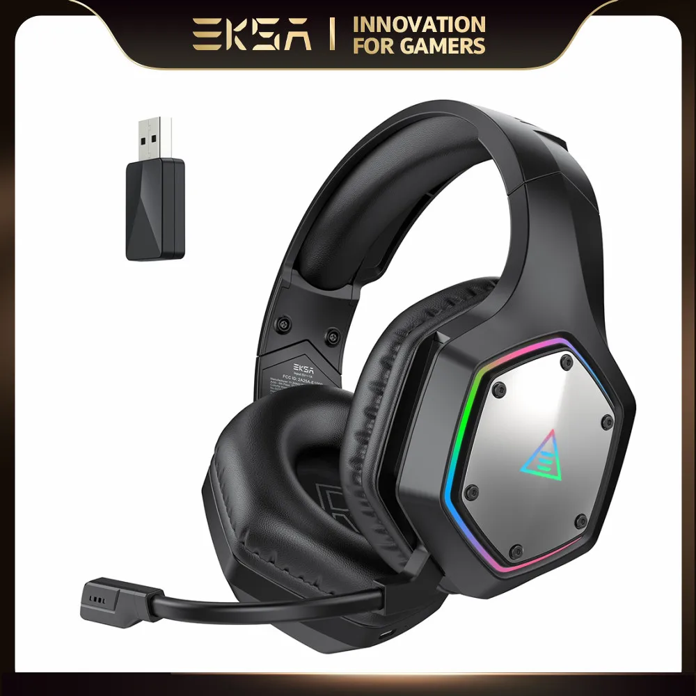 

EKSA 2.4GHz Wireless Headphones E1000 WT 7.1 Surround Wired Gaming Headset Gamer with ENC Mic Low Latency for PC/PS4/PS5/Xbox