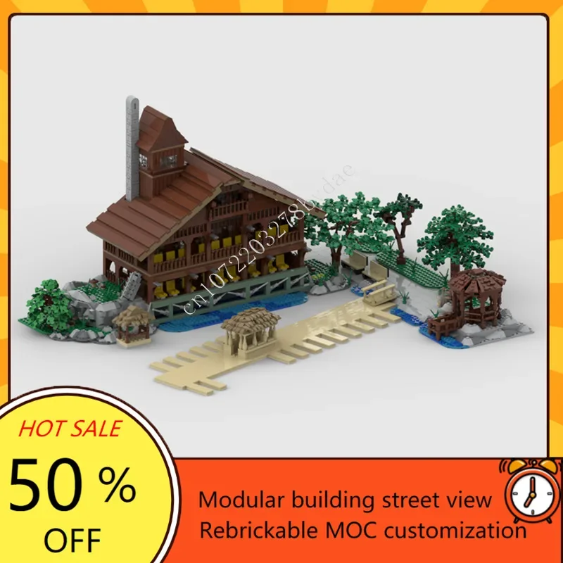 3788PCS Modular MOC Cabin by the River Street View Creative Custom Puzzle Architecture DIY Assembly Educational Toy Gift