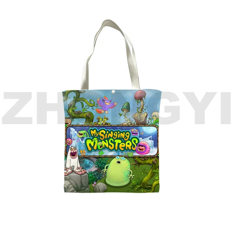 Hot Sale 3D Print My Singing Monsters Handbags for Women Boys Anime Shoulder Bag Portable Crossbody Bags Cartoon Canvas Tote Bag