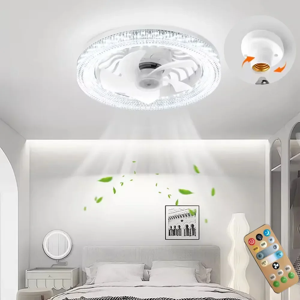 Modern Ceiling Fan With LED Light And Remote Control E27 Fan Lamp 4 Speed Silent For Kitchen Room Home Lighting