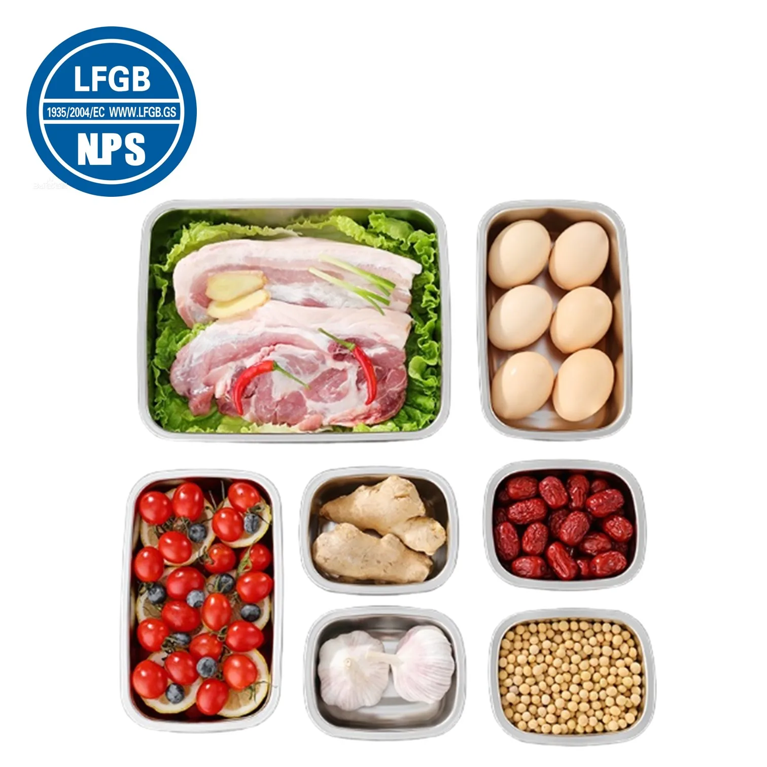 

LFGB Certification GEDO 304 Stainless Steel Food Preservation Box with Freezer-safe PP Cover 250ml~2300ml Fresh Keeping Case