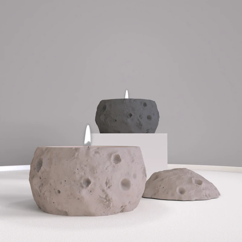 Moon Textured Candle Cup Silicone Mold DIY Concrete Plaster Scented Candle pot Mold silica gel tool