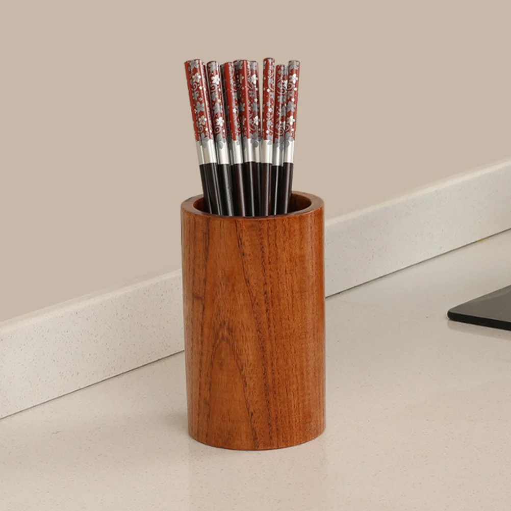 

Wooden Barrel Cutlery Holder Flatware Organizer Storage Spoon Jujube Housewarming Gift Creative Utensil Desktop Pen