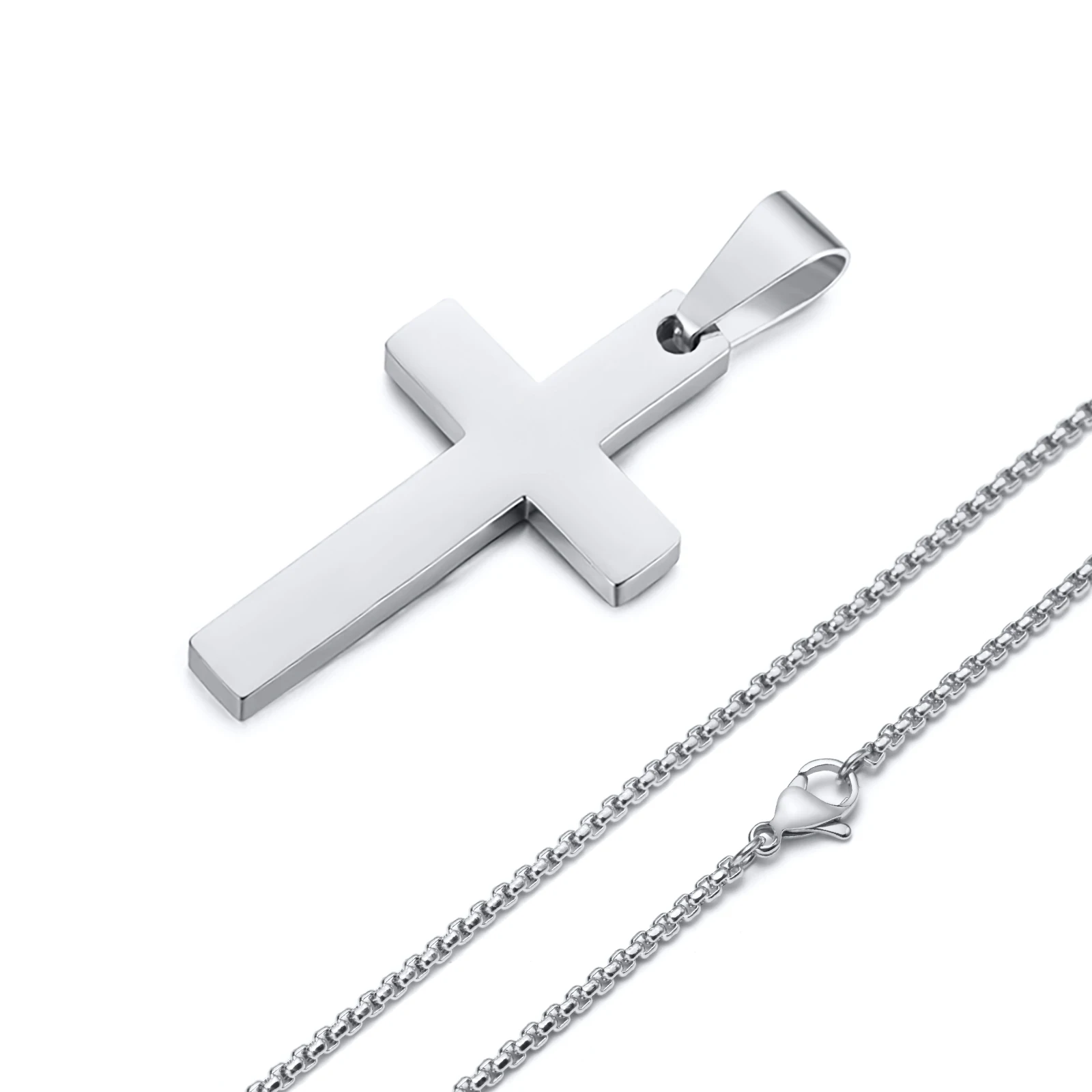 Wasserdichte Kreuz-Halsketten für Männer, männliche Geschenke, Schmuck, Anti-Allergie-Edelstahl, schlichter Kreuz-Anhänger mit Seilkette