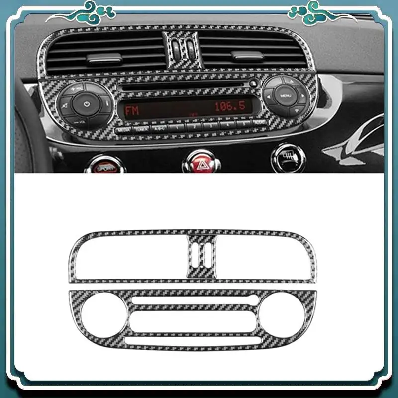 

Premium Car Center Control Air Vent Cover Radio CD Trim Sticker For Fiat 500 2012-2015 Soft Carbon Fiber