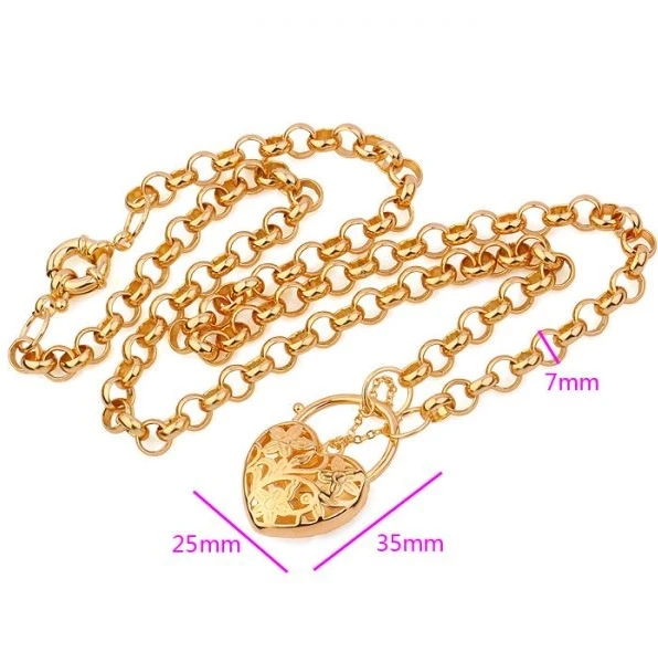 Wholesale Jewelry--- XP Jewelry --( 64 cm x 7 mm) Heart Locket Pendant Necklaces For Women Men Fashion 18 K Gold Plated Eco-Fr