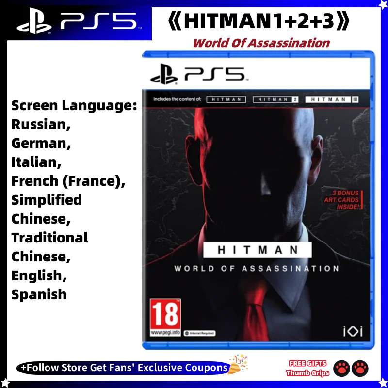 HITMAN-123 World of Assassination Game Card, Genuíno licenciado Sony, Cd PS5, Playstation 5, Playstation 4 Jogos, Jogos Ps4, Novo