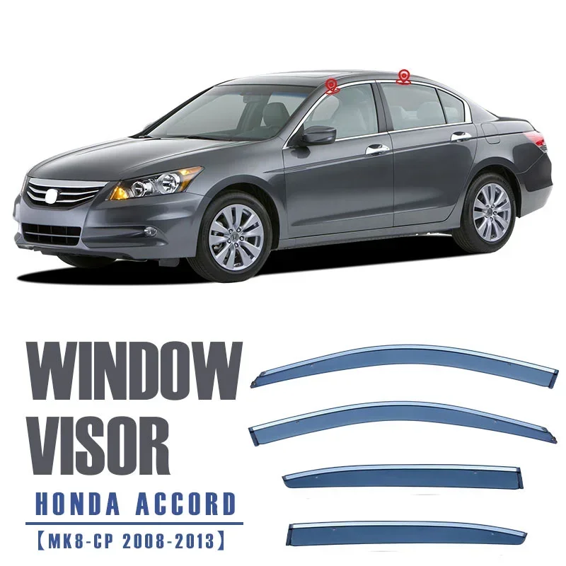 

Хромированные полосы от дождя для HONDA ACCORD 8-го поколения 2008-2013, оконный козырек, ветровые дефлекторы, дверной козырек, вентиляционные шторы, вентиляционный козырек
