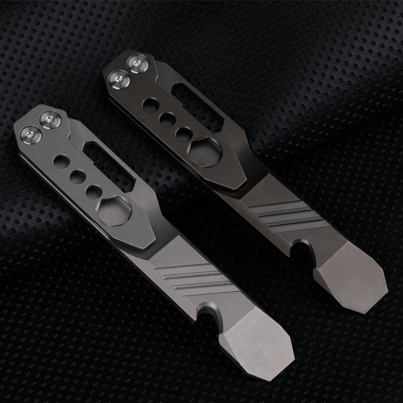 

TC4 Titanium Alloy Pry Bar Multifunctional Bottle Opener EDC Portable Self-defense Tool Wrench