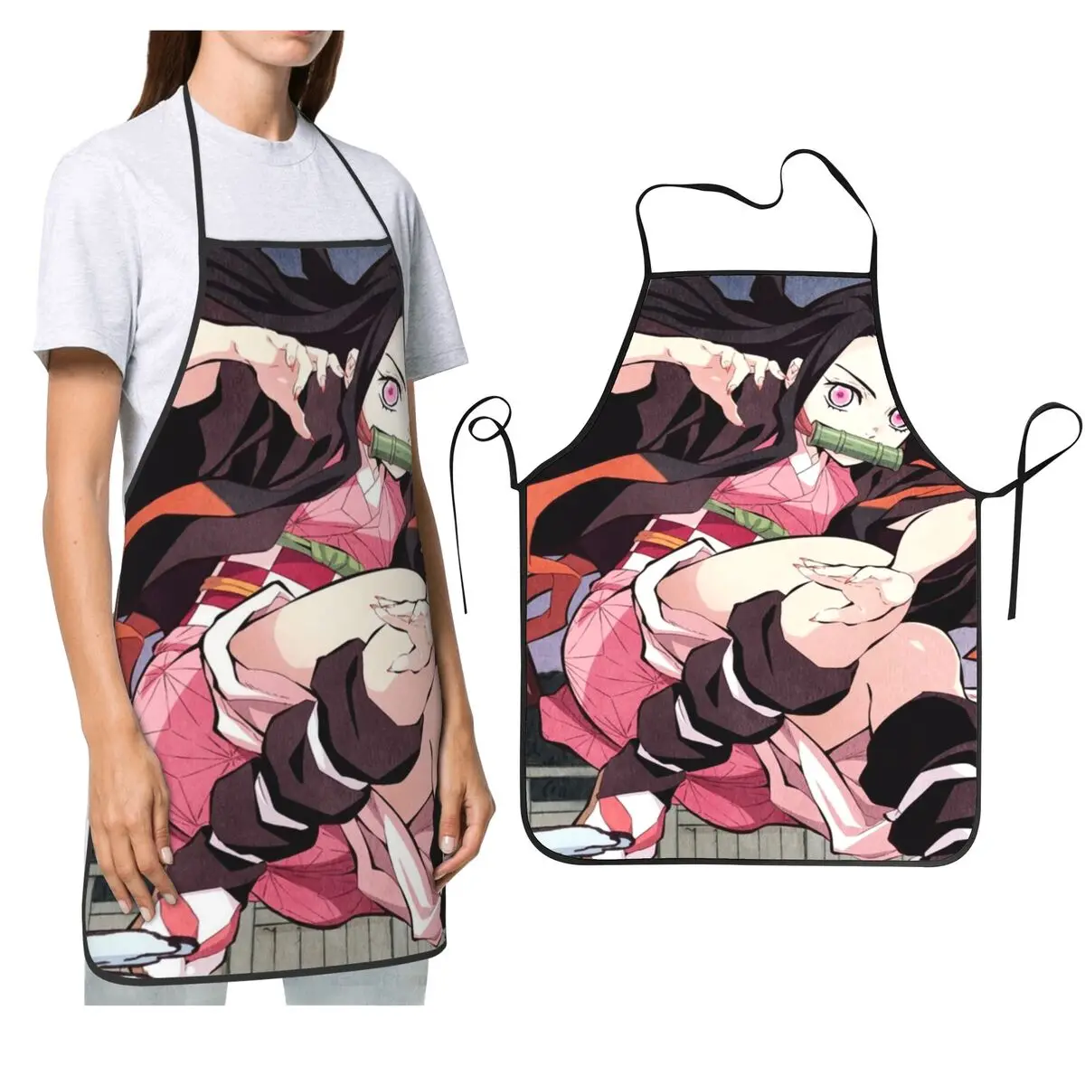 

Фартук Kimetsu No Yaiba Demon Slayer, фартук для шеф-повара, приготовления пищи, выпечки, нагрудник без рукавов, кухонный фартук для чистки для женщин и мужчин, живопись